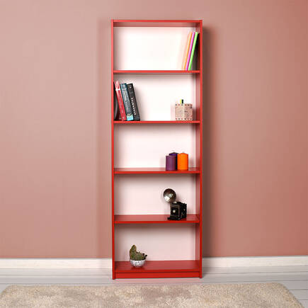 Adore Mobilya - Modern 5 Raflı Kitaplık - Kırmızı