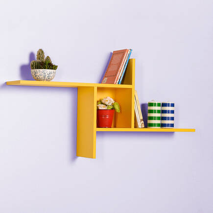 Adore Mobilya - Dekoratif Duvar Rafı - Sarı 100x50x18 cm (GxYxD)