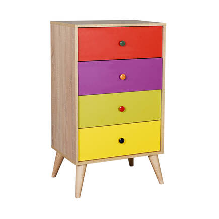 Adore Mobilya - Rainbow 4 Çekmeceli Şifonyer - Sonoma-Renkli 60x104x45 cm (GxYxD)