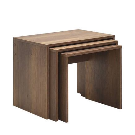 Adore Mobilya - Trıple Zigon Sehpa - Koyu Ceviz (Oslo Ceviz) 55x47x40 cm (GxYxD)