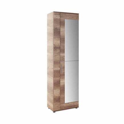 Adore Mobilya - Antre 11 Raflı 2 Kapaklı Aynalı Ayakkabılık Açık Ceviz(Tori) 60x212x36 cm (GxYxD)