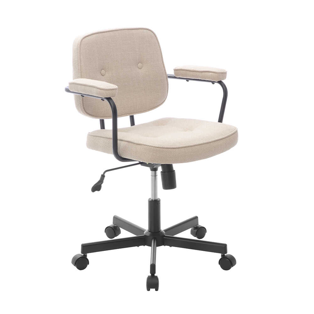 Button Çalışma Sandalyesi Kumaş - Vizon 62x77-87x60 cm - Adore Mobilya (1)