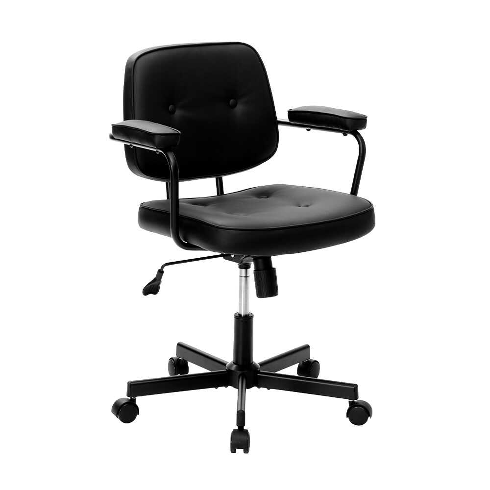 Button Çalışma Sandalyesi S.Deri - Siyah 62x77-87x60 cm - Adore Mobilya (1)