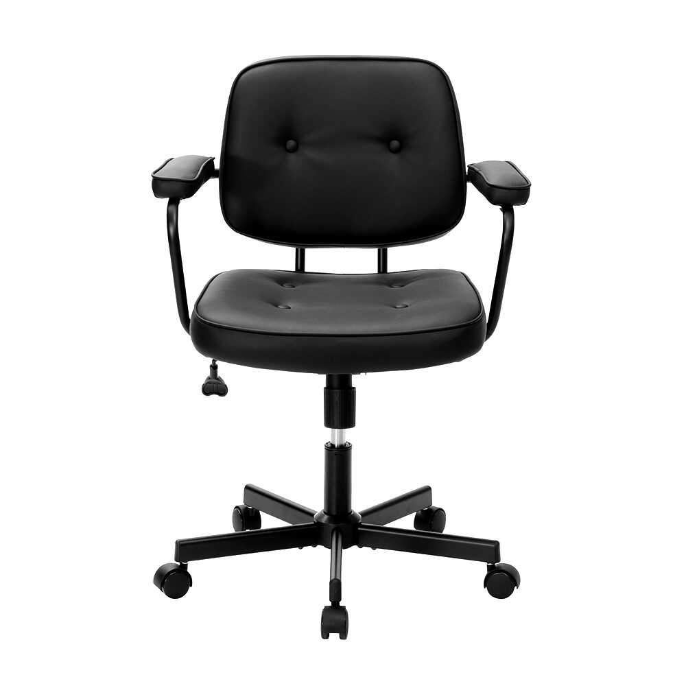 Button Çalışma Sandalyesi S.Deri - Siyah 62x77-87x60 cm - Adore Mobilya