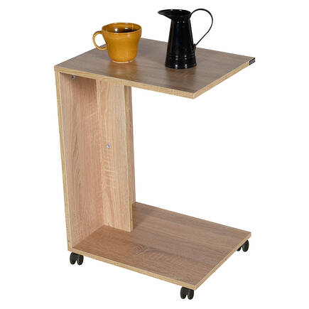 Adore Mobilya - Çok Amaçlı Tekerlekli C Koltuk Sehpası-Sonoma 35x65x45 cm (GxYxD)