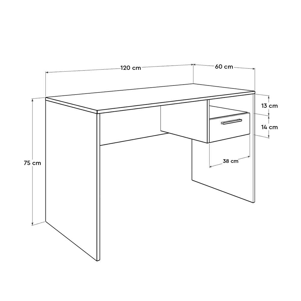 Concept Kilitli Çekmeceli Çalışma Masası-Açık Ceviz (Tori) 120x75x60 cm (GxYxD)