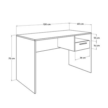 Concept Kilitli Çekmeceli Çalışma Masası-Açık Ceviz (Tori) 120x75x60 cm (GxYxD) - Thumbnail