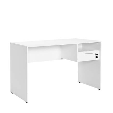 Adore Mobilya - Concept Kilitli Çekmeceli Çalışma Masası-Mat Lake Beyaz 120x75x60 cm (GxYxD)