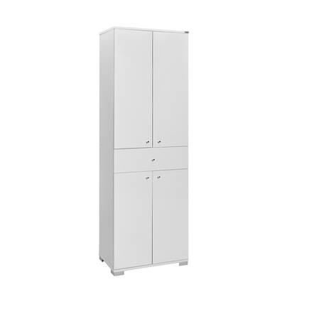 Adore Mobilya - Diamond 4 Kapaklı Tek Çekmeceli Dolap-Parlak Lake Beyaz 60x187x38 cm (GxYxD)