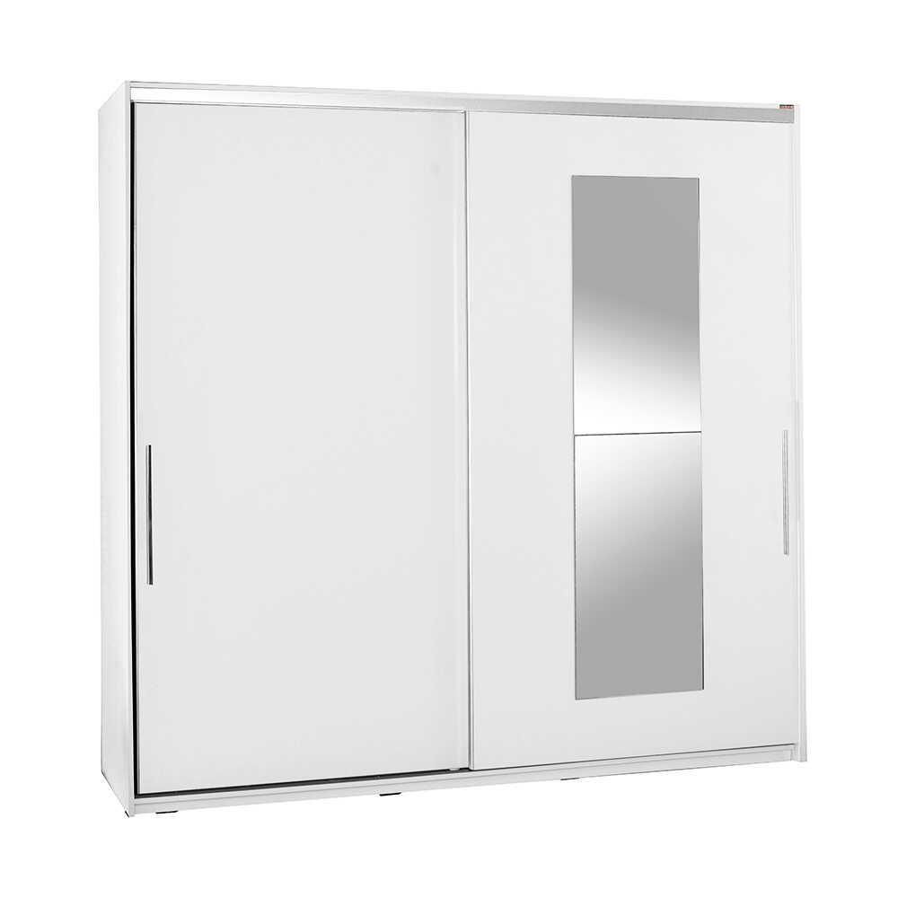Elit Plus Aynalı Sürgülü Gardırop-Mat Beyaz 210x207x60 cm (GxYxD)