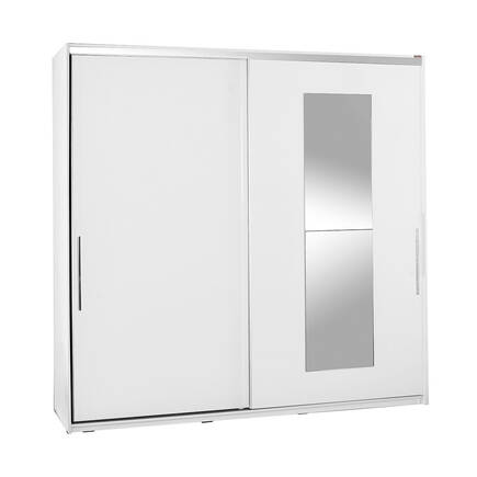 Adore Mobilya - Elit Plus Aynalı Sürgülü Gardırop-Mat Beyaz 210x207x60 cm (GxYxD)