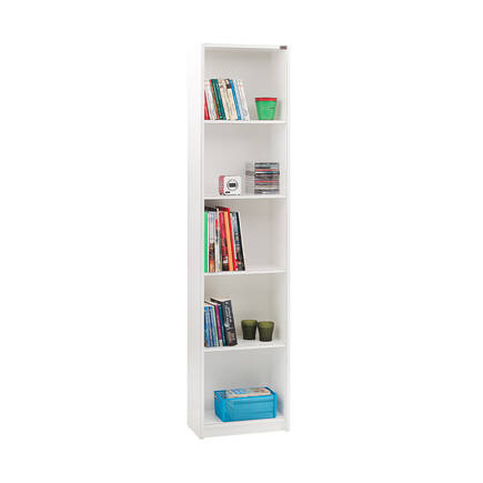 Adore Mobilya - Modern 5 Raflı Kitaplık - Parlak Lake Beyaz 43x182x26 cm (GxYxD)