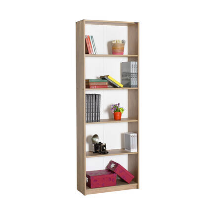 Adore Mobilya - Modern 5 Raflı Kitaplık - Açık Ceviz(Tori) 64x182x26 cm (GxYxD)