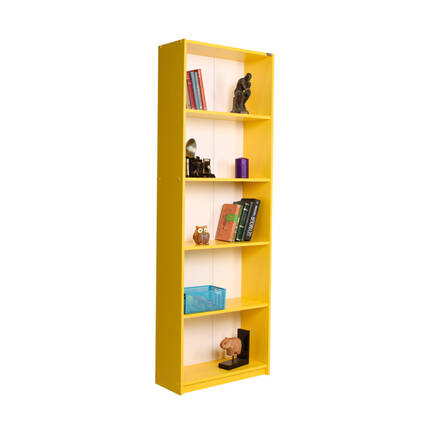 Adore Mobilya - Modern 5 Raflı Kitaplık - Sarı 64x182x26 cm (GxYxD)