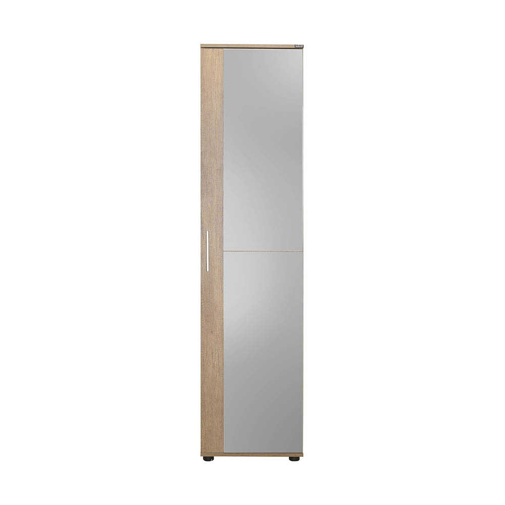 Porto 10 Raflı Tek Kapaklı Aynalı Ayakkabılık-Açık Ceviz(Tori) 45x187x36 cm (GxYxD)